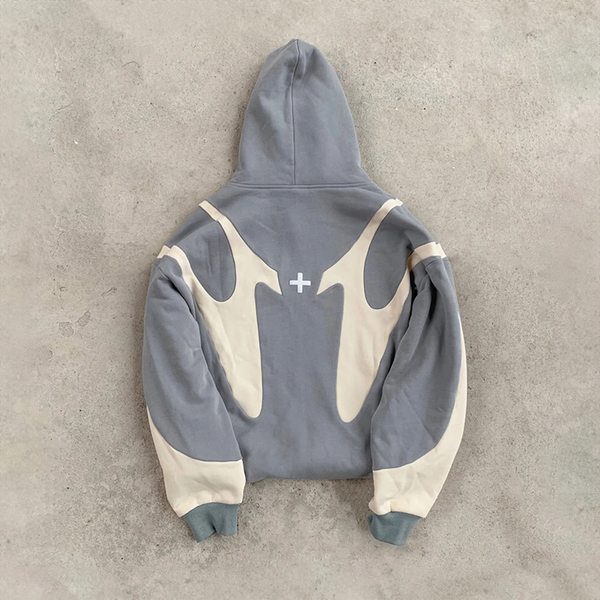 CONTRAST RETRO ZIPPER HOODIE