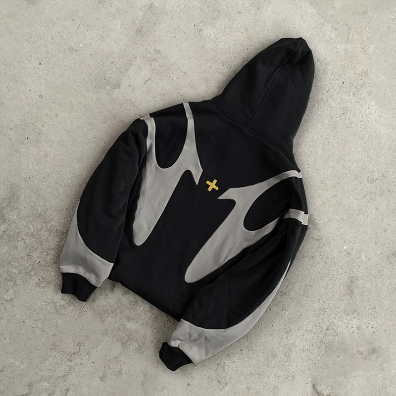 CONTRAST RETRO ZIPPER HOODIE