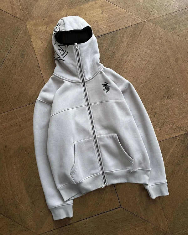 GREY PHANTOM ZIPPER HOODIE